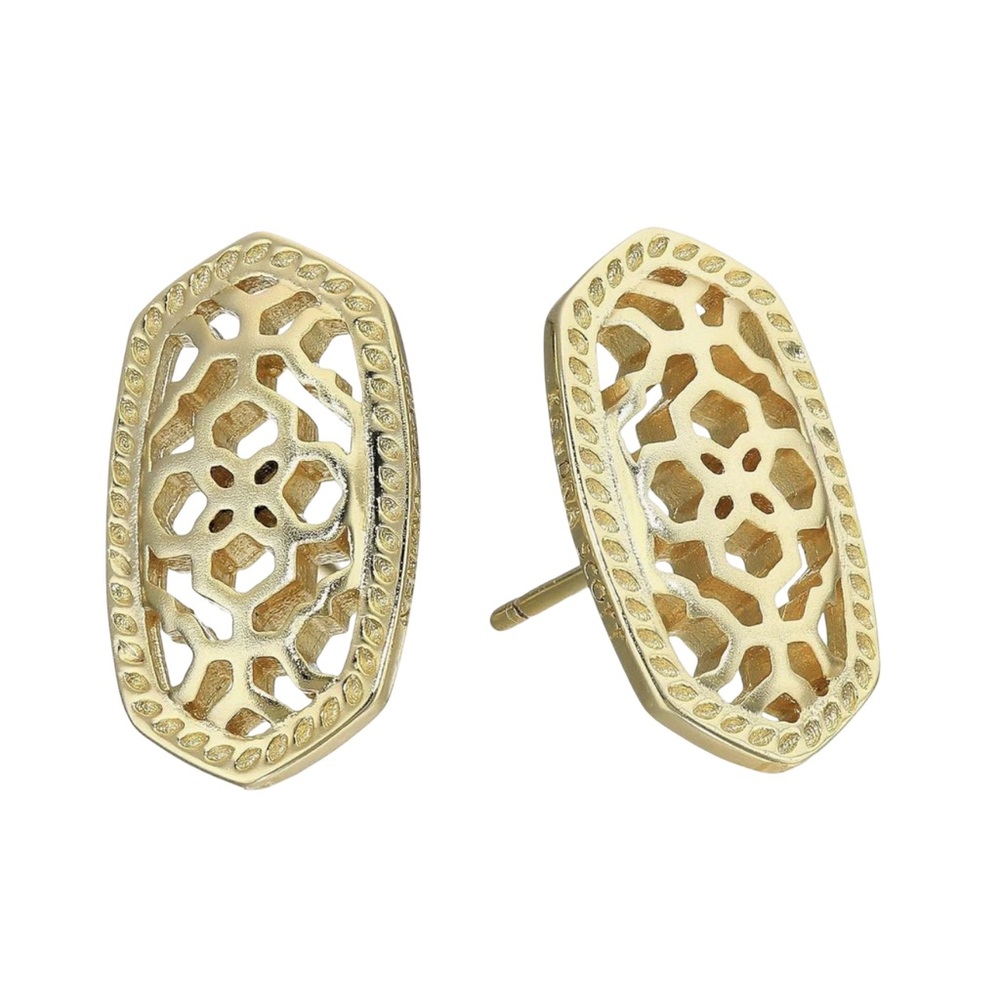 KENDRA SCOTT • Gold Ellie Filigree Logo Earrings